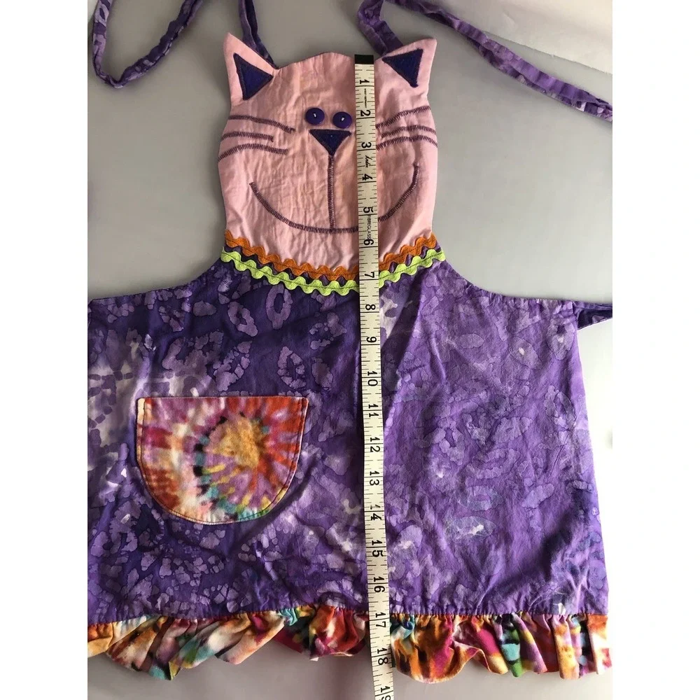 Hand Crafted Cat Apron For A Child Small Tie Dye‎ Kitty Apron 18